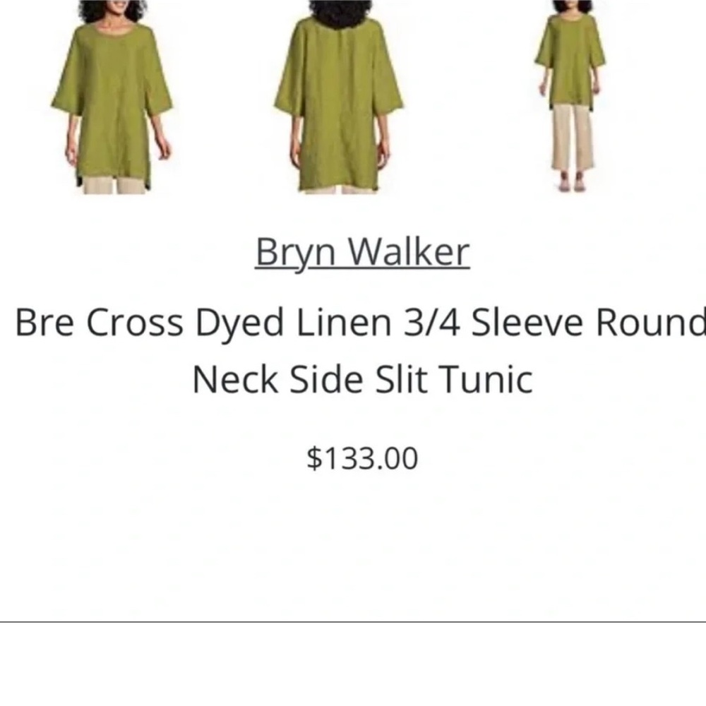 Bryn Walker Linen Bre Cross Dyed Round Neck Lagenlook Tunic Top Size 1X - Picture 4 of 15